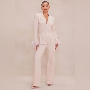 fashion nova jumpsuit with feather